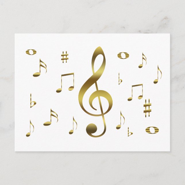 Carte postale Gold Musical Notes (Devant)
