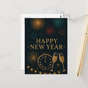 Carte Postale Gold New Year