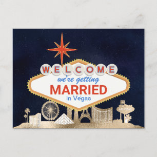 Carte Postale Gold Night Skyline Las Vegas Mariage Enregistrer l
