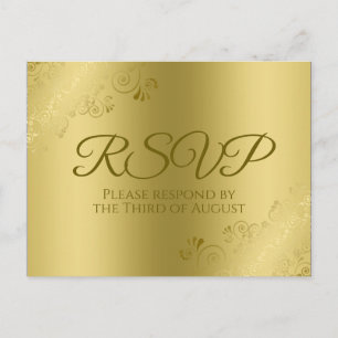 Carte Postale Gold on Gold Elegant Floral Filigree Wedding RSVP