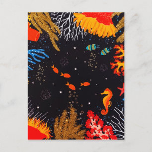 Carte Postale Gold Orange Tropical Summer Ocean Underwater