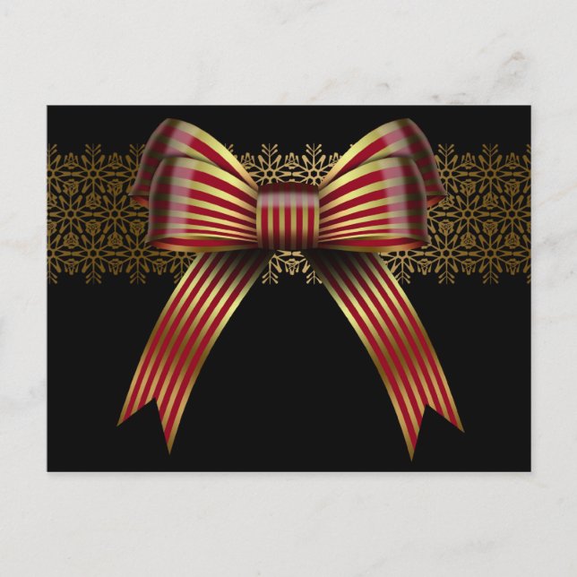 Carte postale Gold & Red Christmas Bow Holiday (Devant)