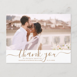 Carte Postale Gold Script Moderne Merci Mariage photo