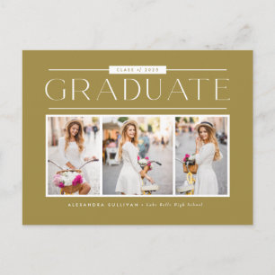 Carte Postale Gold Simple Typographie Photo Collage Graduation