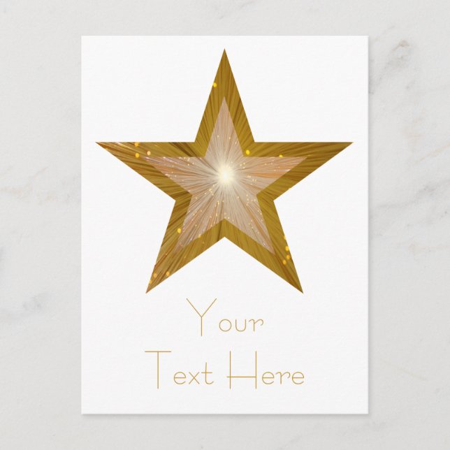 Carte postale Gold Star 'Your Text' blanche (Devant)