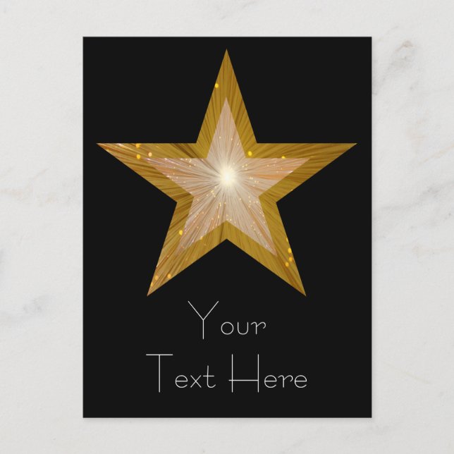 Carte postale Gold Star 'Your Text' en noir (Devant)