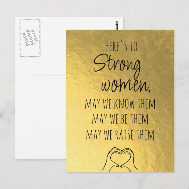 Carte postale Gold Strong Women Motivation (Devant / Derrière)