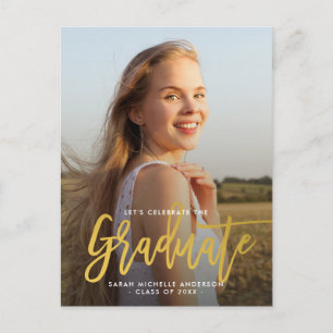 Carte Postale Gold Stylish Chic Graduation Party Photo