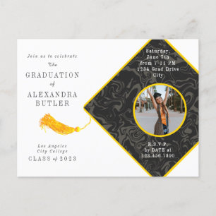 Carte Postale Gold Tassel Classe de script photo de 2023 Graduat