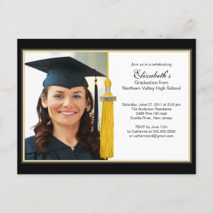 Carte Postale Gold Tassel Photo Graduation Party Invitation 2012