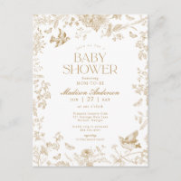Gold Toile De Jouy Baby shower Floral Français