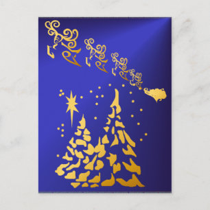 Carte postale Gold Trees et Santas Reindeer