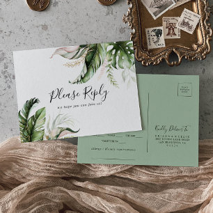 Carte postale Gold Tropical Green Menu Choice RSVP