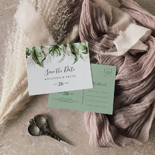 Carte Postale Gold Tropical Greenery Horizontal Enregistrer la d