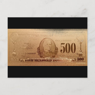 Carte Postale Gold US 500 Dollar Bill avant