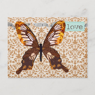 Carte postale Golddust Butterfly Damask Love