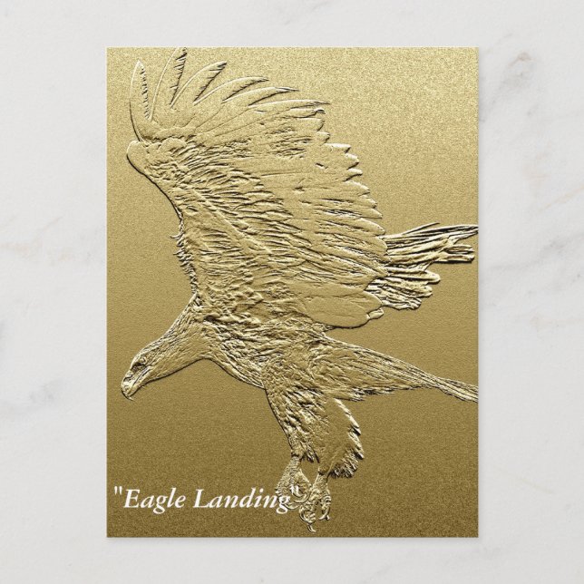 Carte Postale "Golden Boy" Landing Eagle Gold Foil effet Art (Devant)