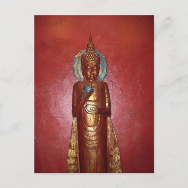 CARTE POSTALE GOLDEN BUDDHA SUR MUR ROUGE (Devant)