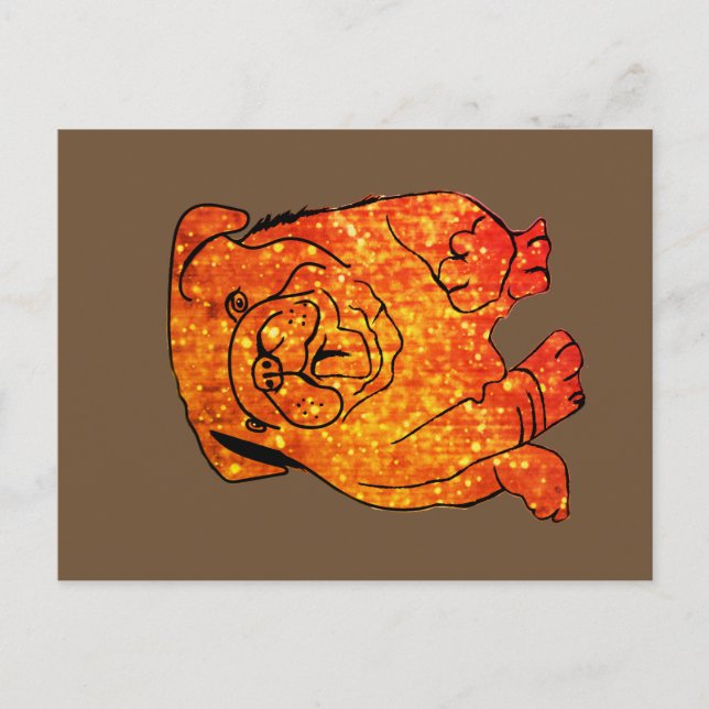 Carte postale Golden Bulldog Art (Devant)