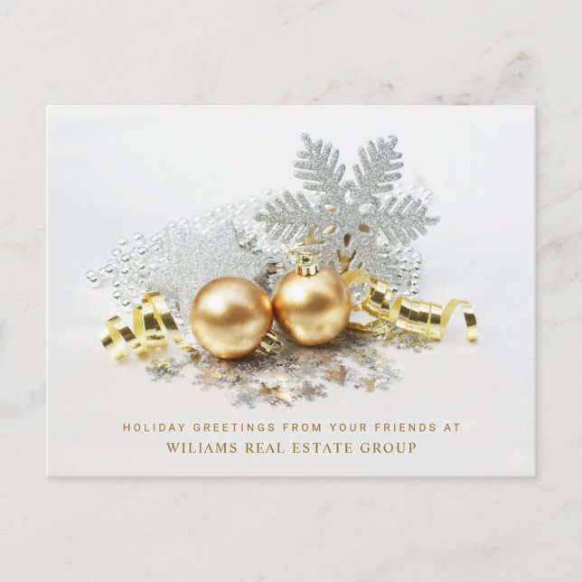 Carte Postale Golden Christmas Balls Ornament Salutation d'entre (Devant)