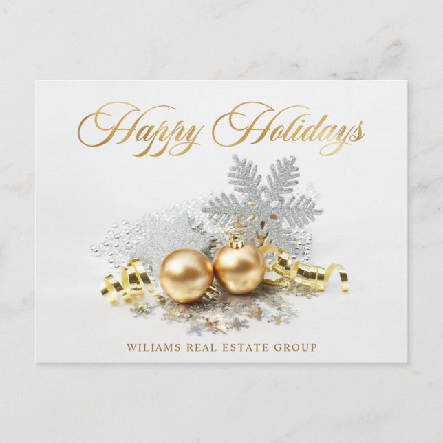Carte Postale Golden Christmas Balls Ornament Salutation d'entre (Devant)