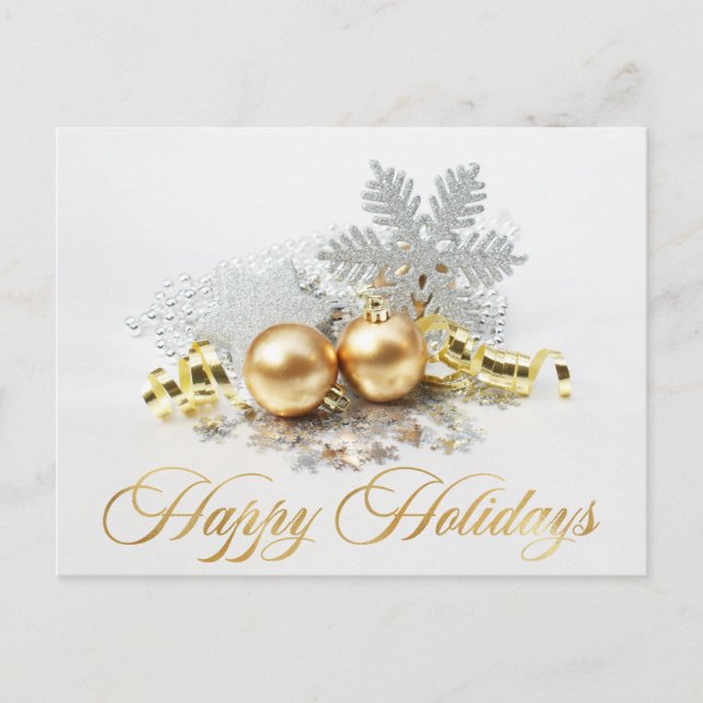 Carte Postale Golden Christmas Balls Ornament Salutation d'entre (Devant)