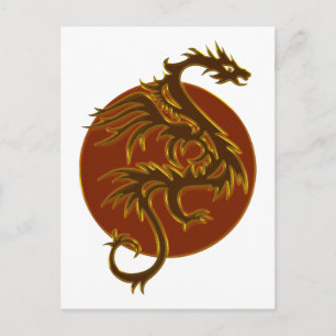 Carte Postale Golden Dragon Sun faites votre propre arrière -