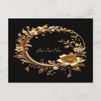 Carte Postale Golden Floral Ornate Frame Postcard