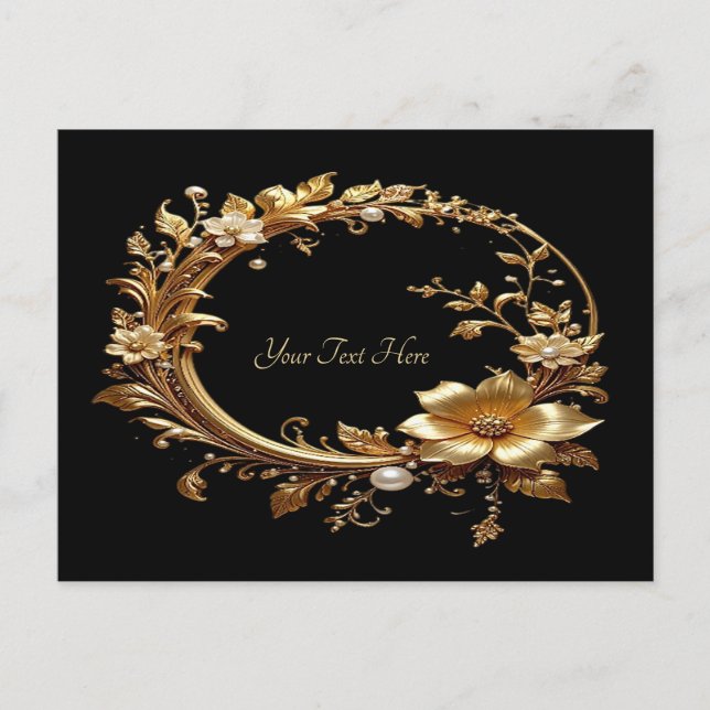 Carte Postale Golden Floral Ornate Frame Postcard (Devant)