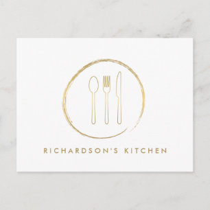 Carte Postale GOLDEN FORK SPOON KNIFE SKETCH LOGO pour la restau