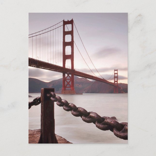 Carte Postale Golden Gate Bridge contre les montagnes (Devant)