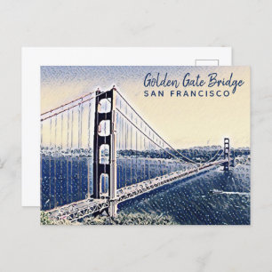 Carte Postale Golden Gate Bridge San Francisco Watercolor Art