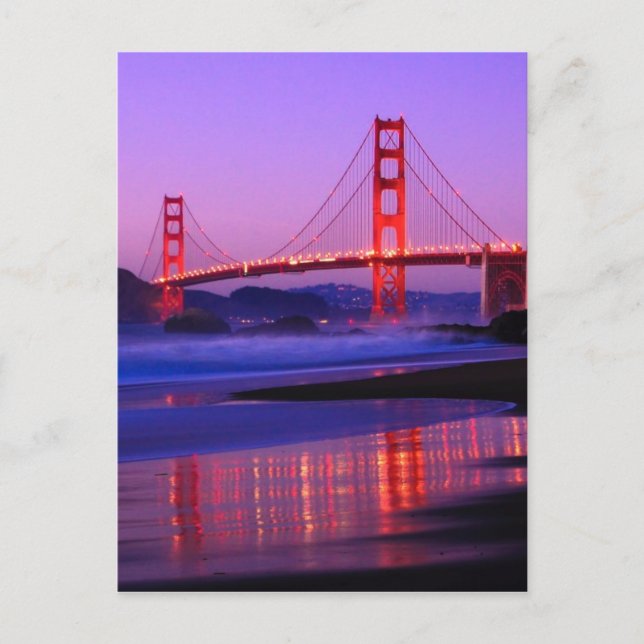 Carte Postale Golden Gate Bridge sur Baker Beach à Sundown (Devant)