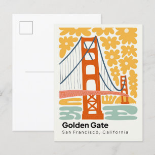 Carte Postale Golden Gate San Francisco Californie Voyage floral