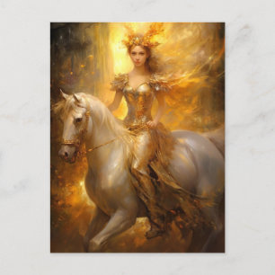Carte Postale Golden Girl And Horse Imaginaire Art