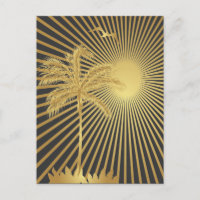 Golden Island Palm Tree et Sun Postcard
