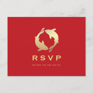 Carte Postale Golden Koi RSVP Mariage