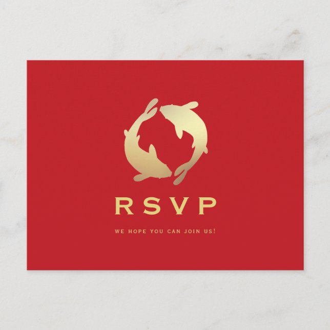 Carte Postale Golden Koi RSVP Mariage (Devant)