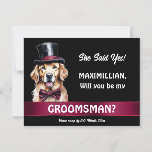 Carte Postale Golden labrador chien groomsmen proposition mariag