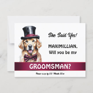 Carte Postale Golden labrador groomsman proposition Bourgogne tu