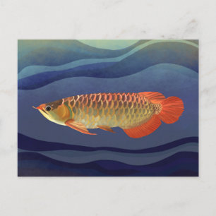 Carte Postale Golden Orange Arowana Poisson Exquis Aquatique