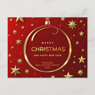 Carte Postale Golden Red Christmas Ornament Salutation d'entrepr