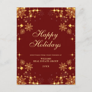 Carte Postale Golden Red Noël Corporate Holiday Salutation
