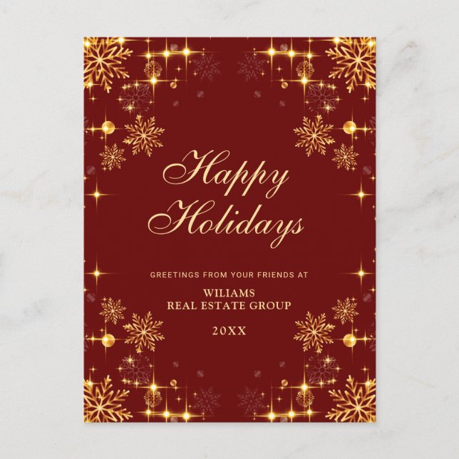 Carte Postale Golden Red Noël Corporate Holiday Salutation (Devant)