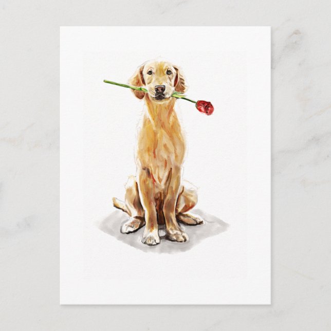 Carte postale Golden Retriever – Aquarelle (Devant)