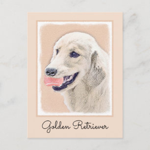 Carte Postale Golden Retriever avec Tennis Ball Peinture Chien A