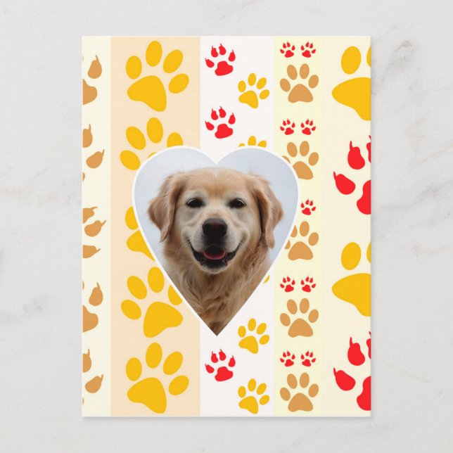 Carte Postale Golden Retriever Chien Coeurs Pâtes Imprimer (Devant)