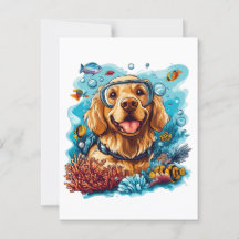 Golden Retriever Chien Snorkeling Coral Reef
