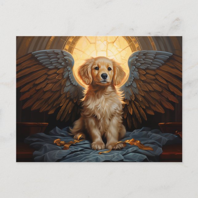 Carte Postale Golden Retriever chiot Angel (Devant)