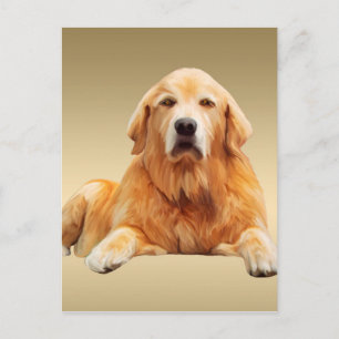 Carte Postale Golden retriever Dog Water Couleur Art Peinture